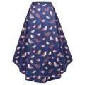 Kate Kasin Women's Birds Pattern Elastic Waist Pleated Cotton High-Low Skirt KK000805-1